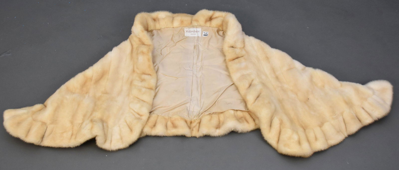Vintage Yves St. Laurent Mink, Cape with Ruffled Edge, Has Monogram, 40" (from top of collar to (1 of 7)