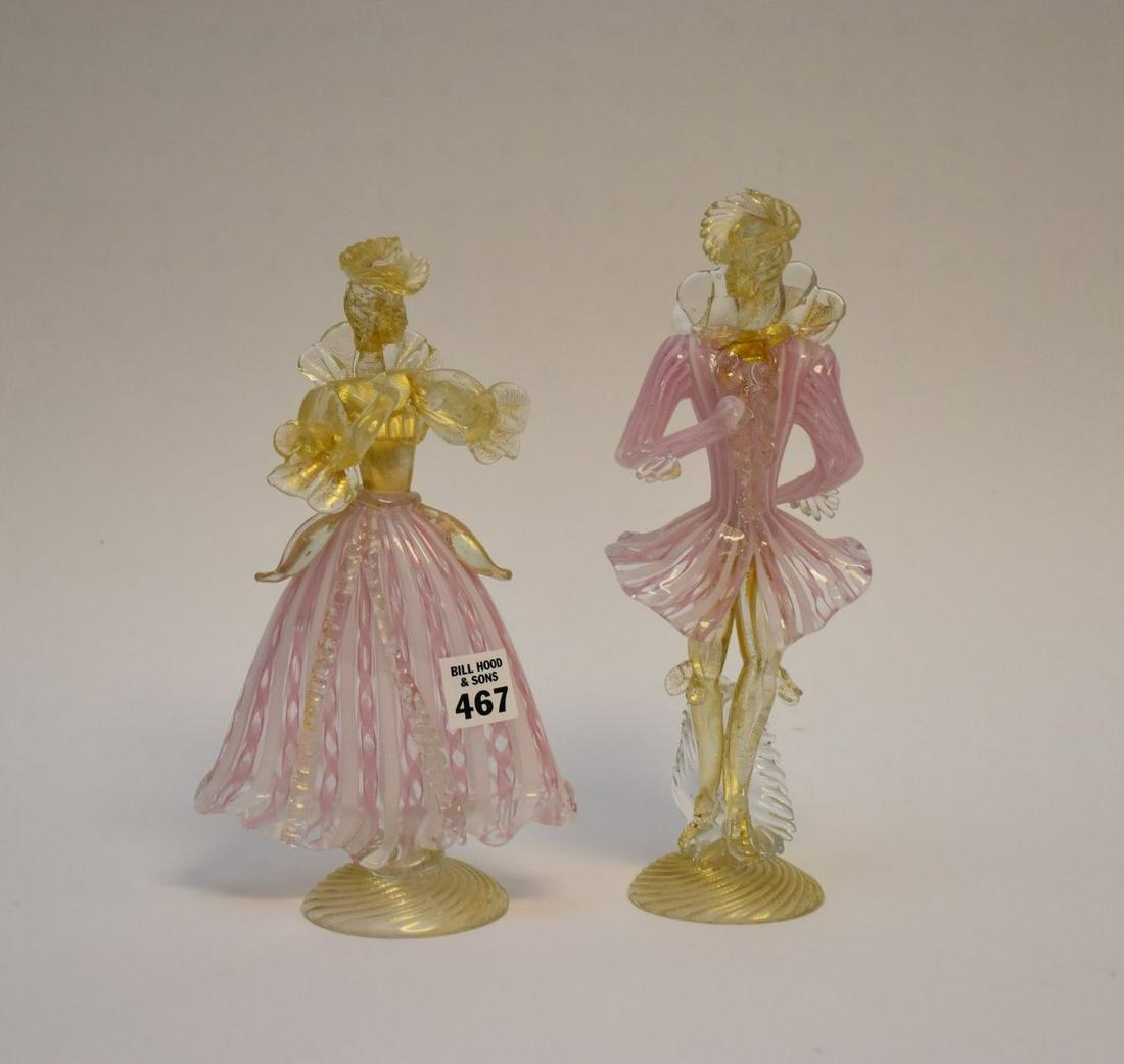 Two Murano Glass Figures,  Man and Woman.  Condition: no damage identified Height 10 1/2" taller (1 of 4)