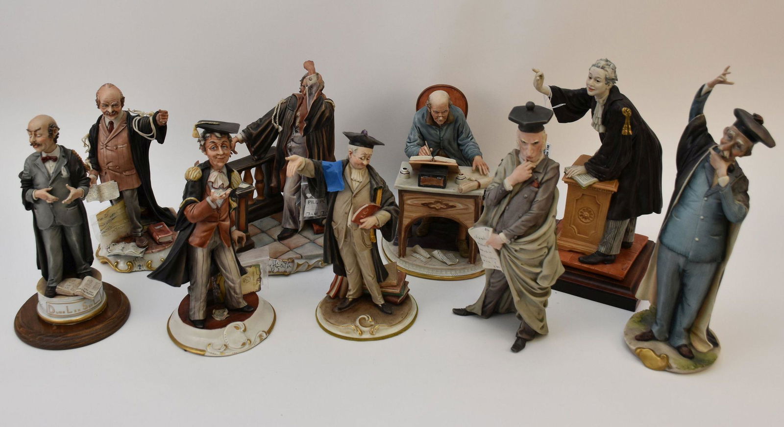 9 Capodimonte Porcelain Sculptures, Representing Lawyers, Judges, Courts and Judicial System Tallest (1 of 16)