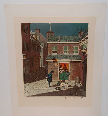 Suite of 7 pieces sold together. Norman Rockwell : Suite of 7 pieces sold together. Norman Rockwell (American 1894 - 1978) Lithographs. various scenes, all pencil signed & numbered from same series 106/200 19-1/2"x 25-1/4"