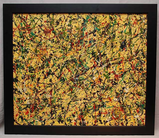 Etienne Roudenko (American 1897 - 1987) oil on ma: Etienne Roudenko (American 1897 - 1987) oil on massonite, yellow abstract expressionist Painting, 22"x26" sll