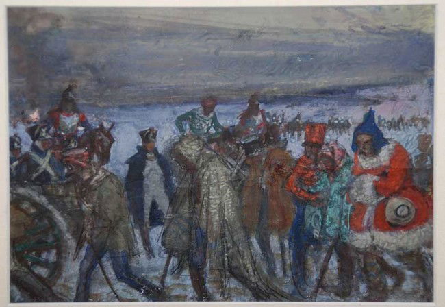 Charles Constantine Hoffbauer (American 1875 - 19: Charles Constantine Hoffbauer (American 1875 - 1957) Gouache on paper, Militay scene, signed upper right, 8"x10-1/2"