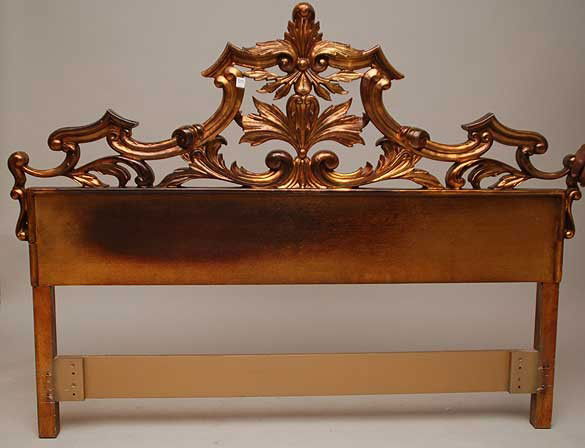 Gilded iron scrolling headboard: Gilded iron scrolling headboard