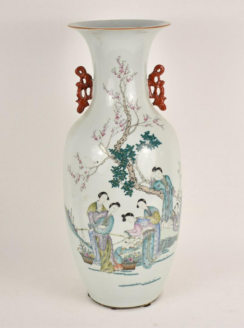 Large Chinese Porcelain Enameled Figural Scene Vase - A large porcelain vase decorated in enamels on (1 of 10)