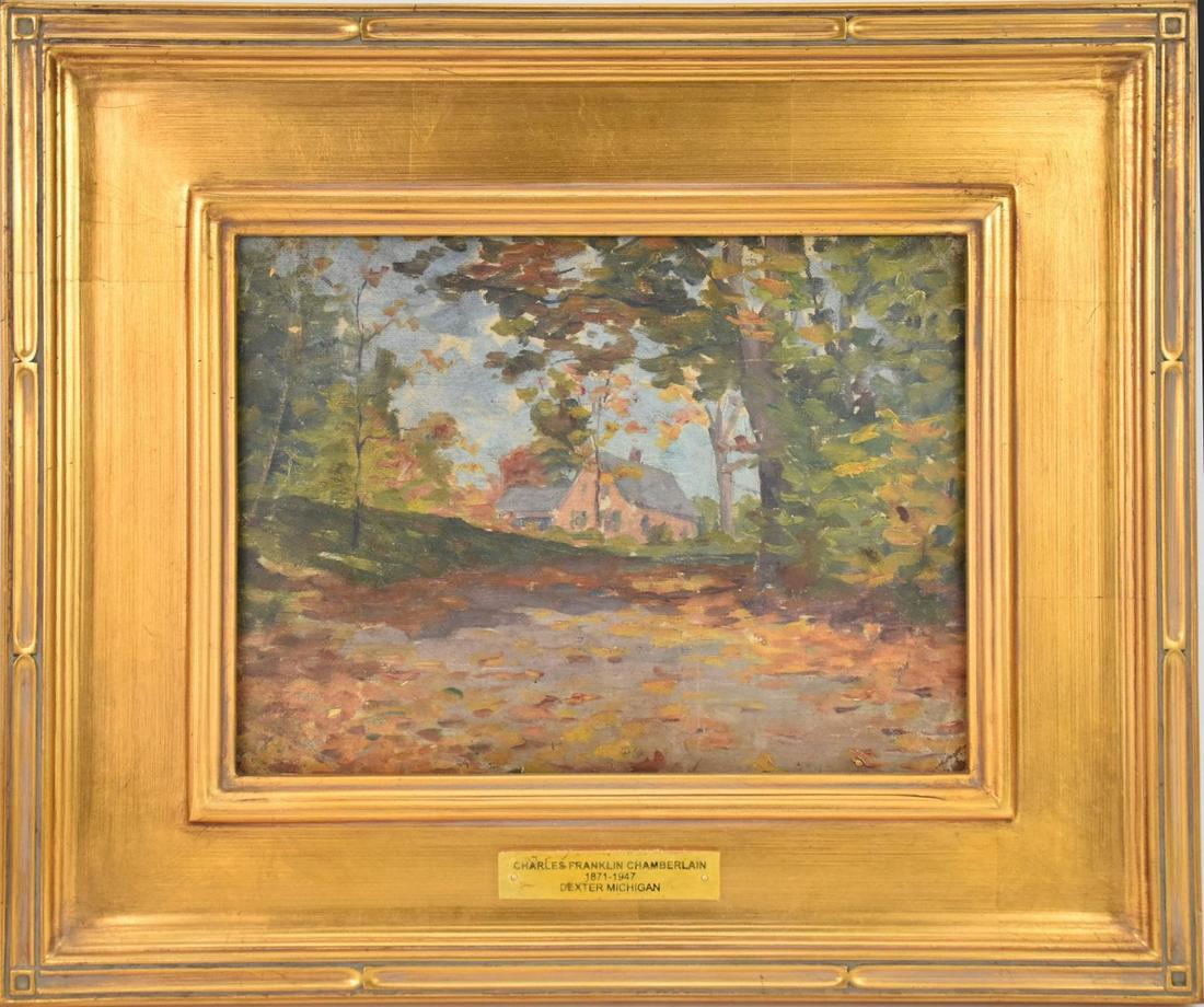 Charles Franklin Chamberlain (Dexter Michigan 1871 - 1947) Oil on board, Impressionist- Fall (1 of 5)