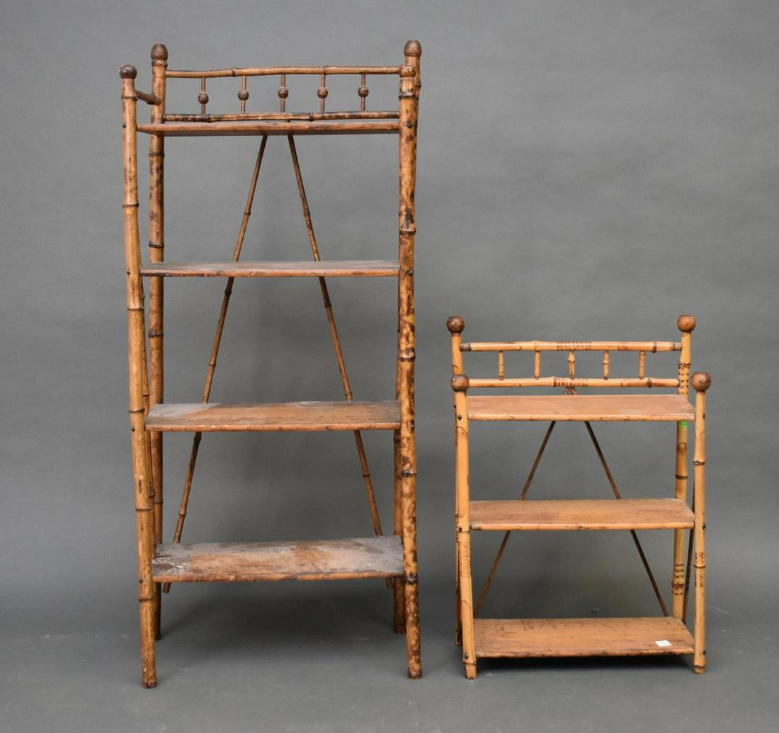 Vintage Bamboo Stand with 4 Shelves (48"h x 21"w x 10"d) AND Vintage Bamboo with 3 Shelves (27"h x (1 of 4)