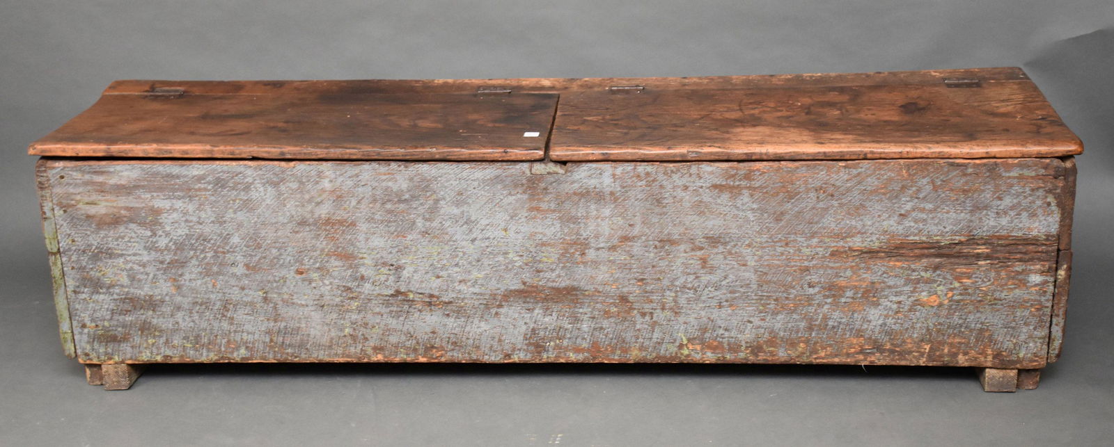 Antique Early American Painted Trunk, Hinged Double Top, All Original, 19"h x 72"w x 18"d (1 of 12)