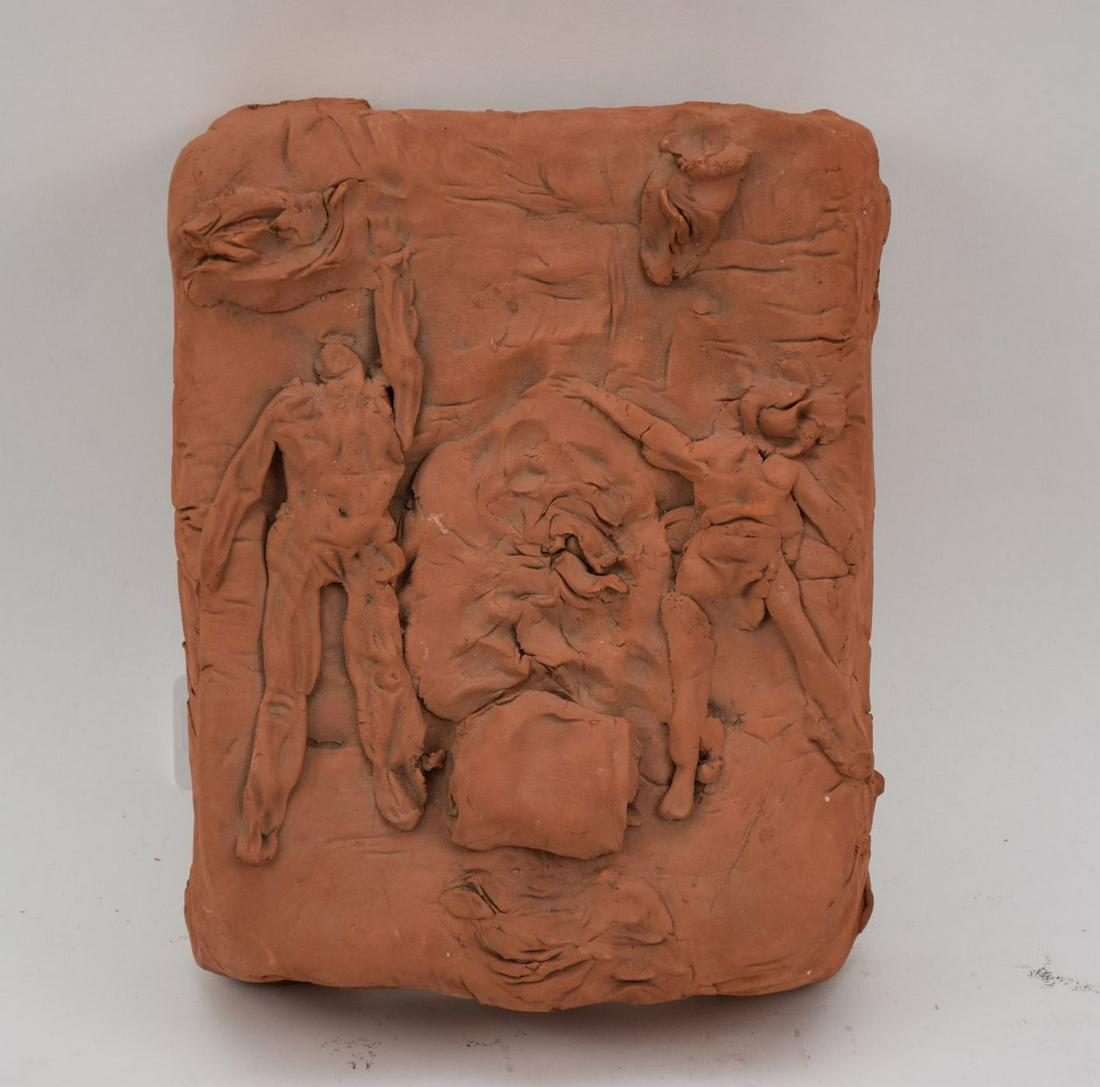 Constantino Nivola (Italian, 1911-1988) Two Nudes on a Bed Sculpture - 1963. Terracotta ceramic. (1 of 8)