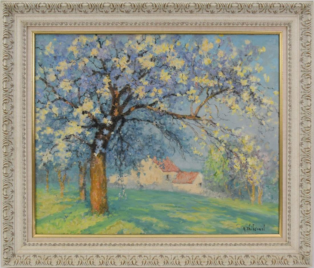 Raymond Thibesart (France 1874-1968) Oil on canvas, Flowering Trees, 20 x 24 inches, Printemps Paris (1 of 8)