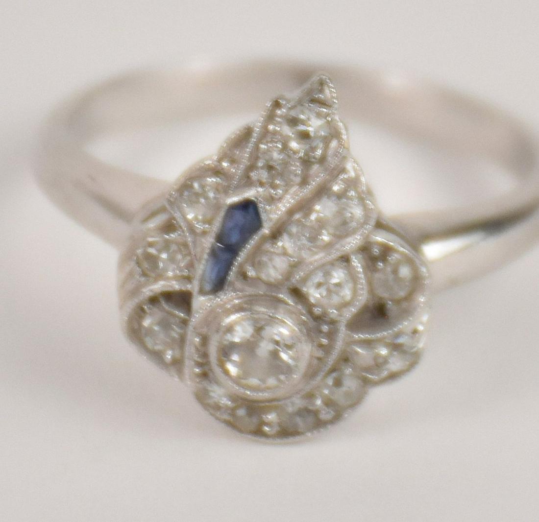 14K White Gold Diamond Sapphire Ring. Size 6.75 weight 3.6 grams (1 of 3)