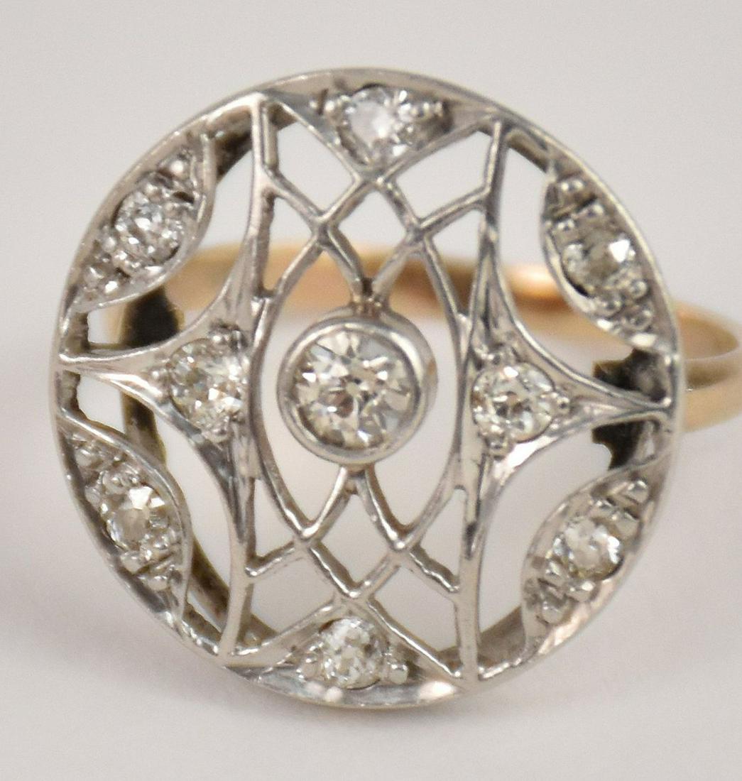 14K White Gold Diamond Cluster Ring. Size 4.5 weight 3.1 width .5" (1 of 3)