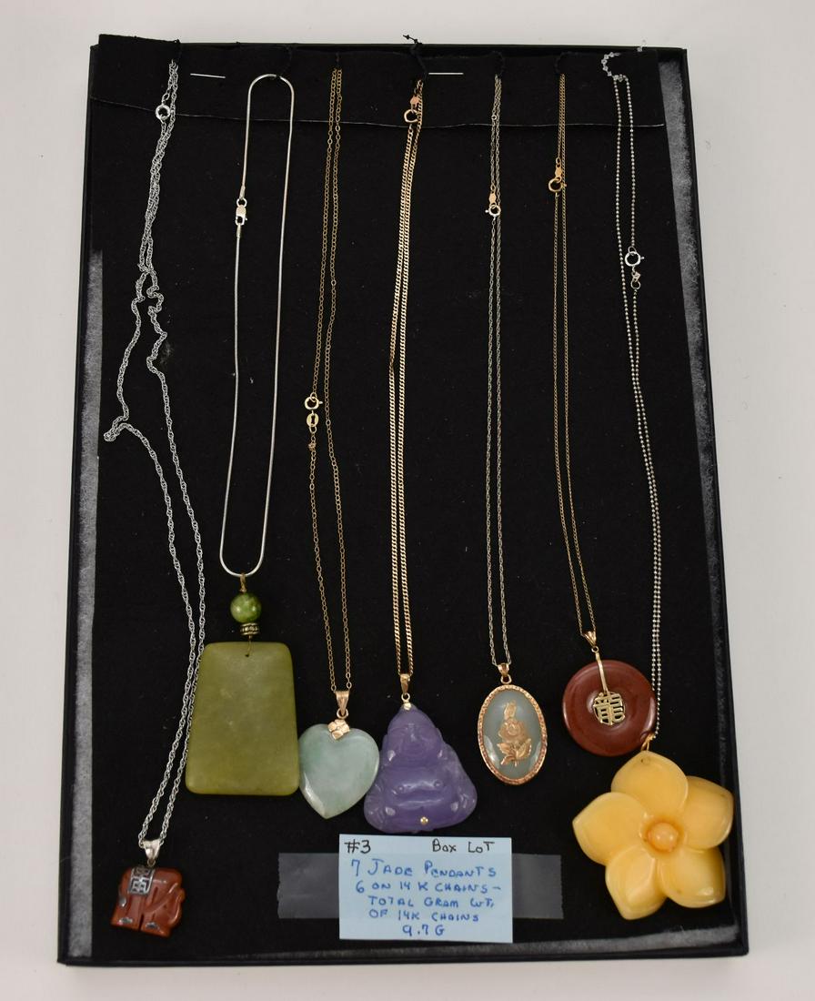 Box Lot of 7 Jade Pendants, 6 On 14kt Gold Chains & 1 Sterling Vermeil Chain, 14kt gold chain weight (1 of 4)
