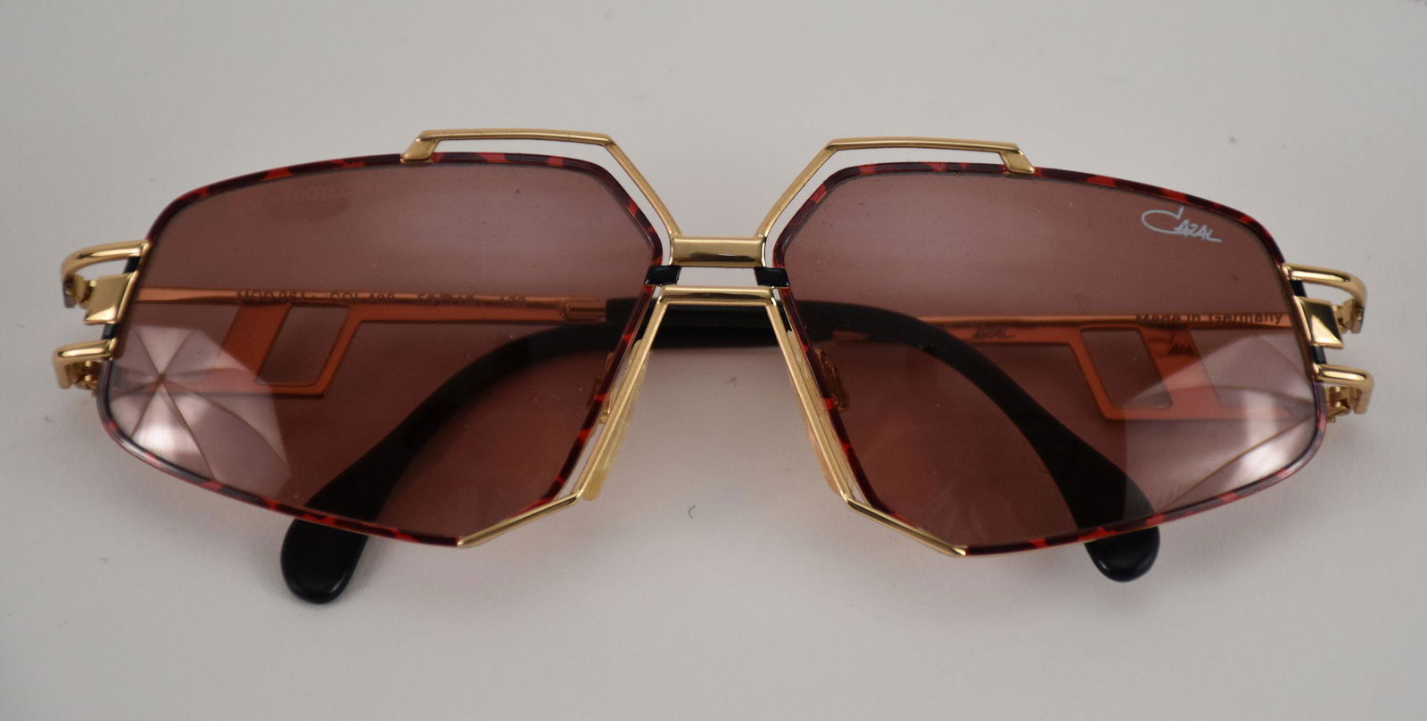 New Old Stock Cazal Germany Eyeglass #Model 961, Gold, Purple, Orange Frame with Pink/Amber Sunglass (1 of 8)
