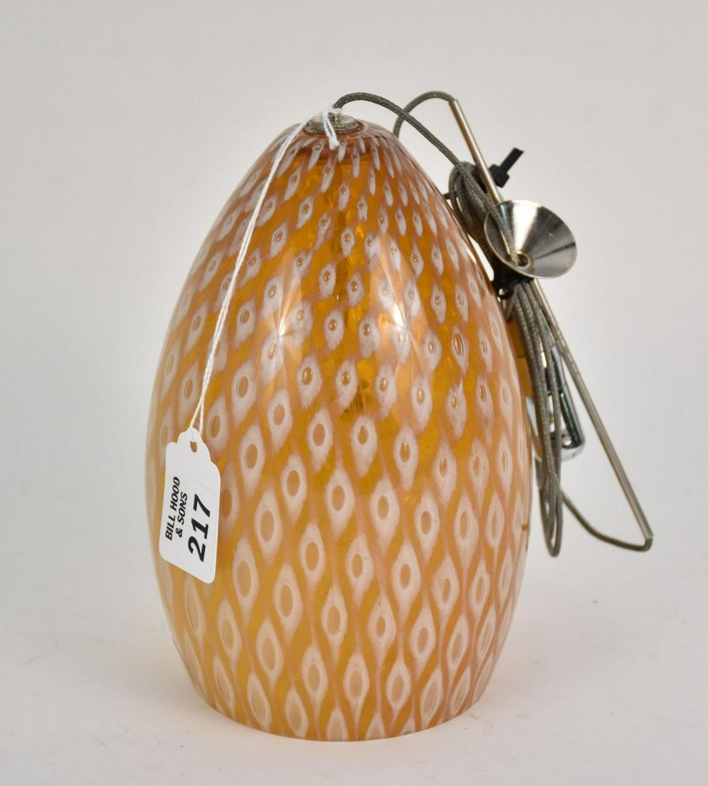 Murano Glass Shade Hanging Fixture with Wire Accessory c.1970. Small inside tubular opaque shade (1 of 3)