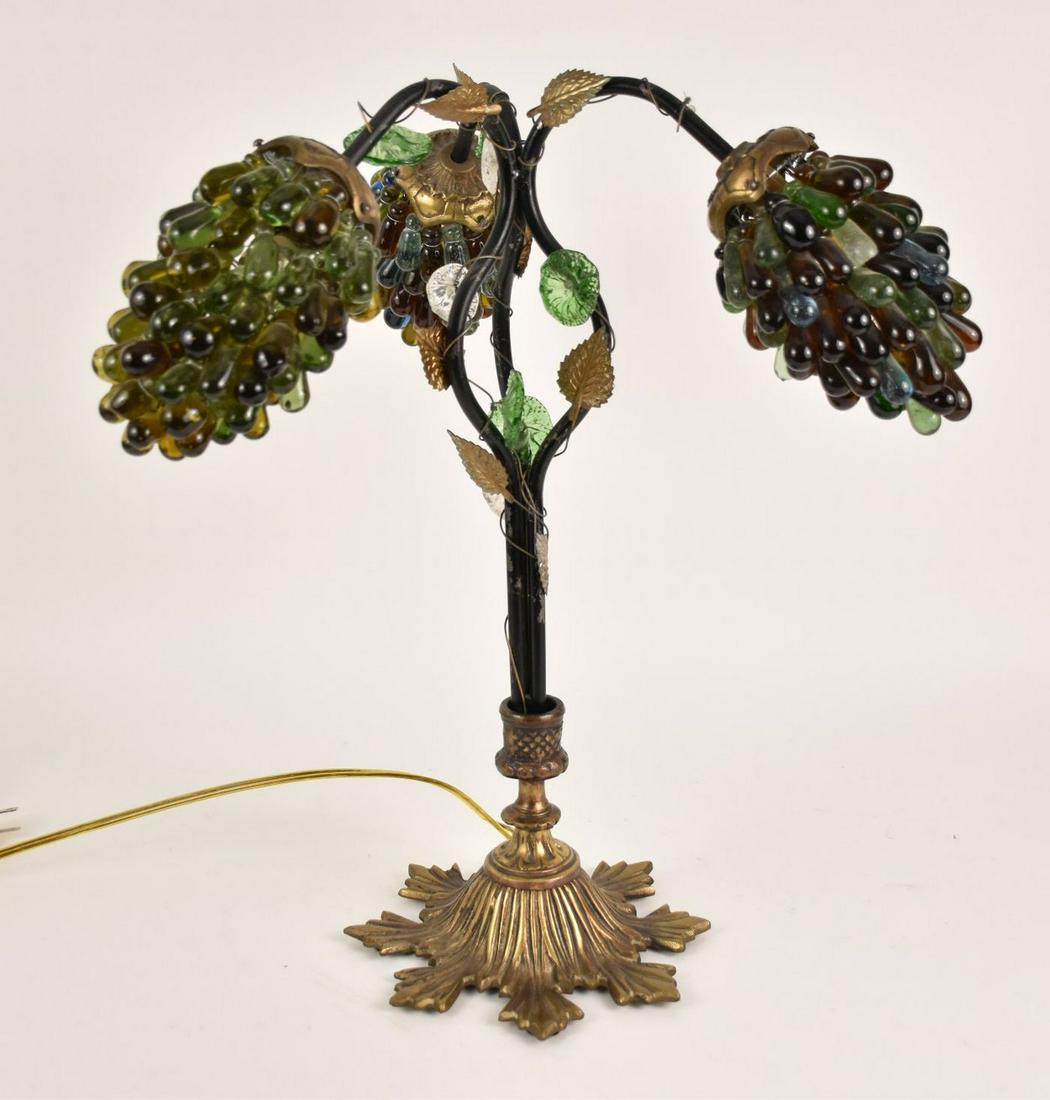 Czech Glass 3 Light Table Lamp. 19.5" x 16" in good condition. (1 of 6)