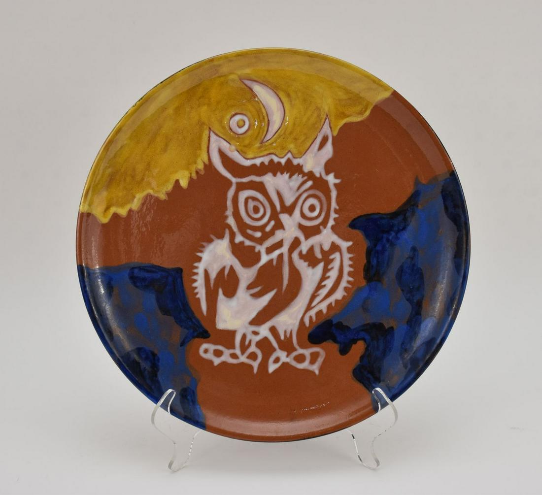 Mid-Century Jean Lurcat Sant-Vicens Ceramic Plate - France. 1950s. A decorative plate featuring an (1 of 4)