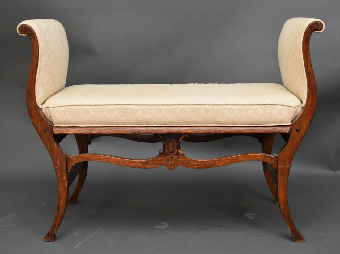 Upholstered Bench - Wooden frame with S-Curve arms. 30" h x 40" W. (1 of 6)