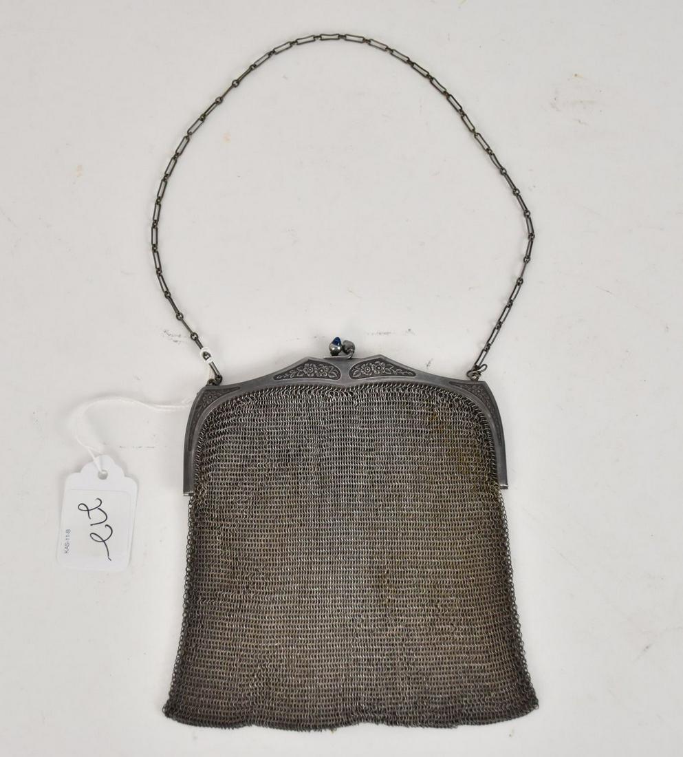 Vintage Sterling Silver Mesh Purse. Size 6" x 5"  Chain 8" in good condition. Weight 148 grams. (1 of 4)