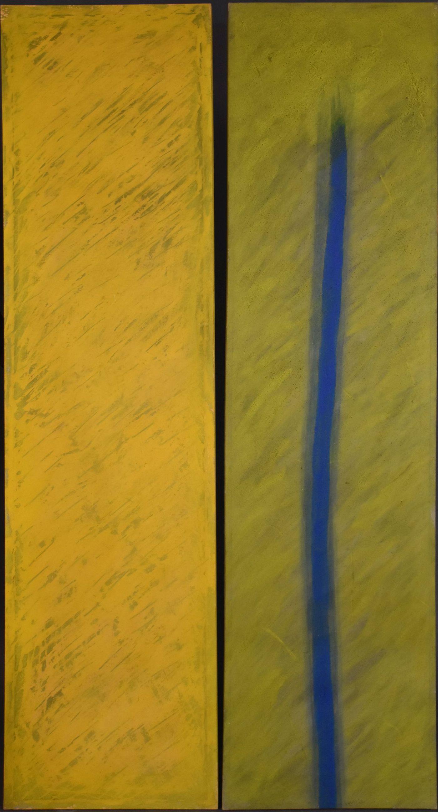 Pair of Fernando Bermejo (Spain Born 1949) ARBOL XVI -1980. mixed media (estuco y tinte). 200 x 50 (1 of 10)