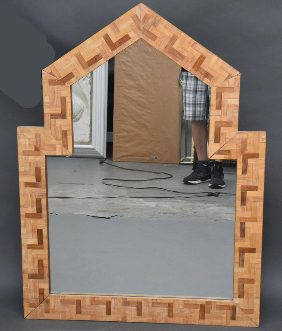 Italian Bamboo Parquet Framed Mirror, Label Gallery House Italy, 36"h x 46"w (1 of 6)