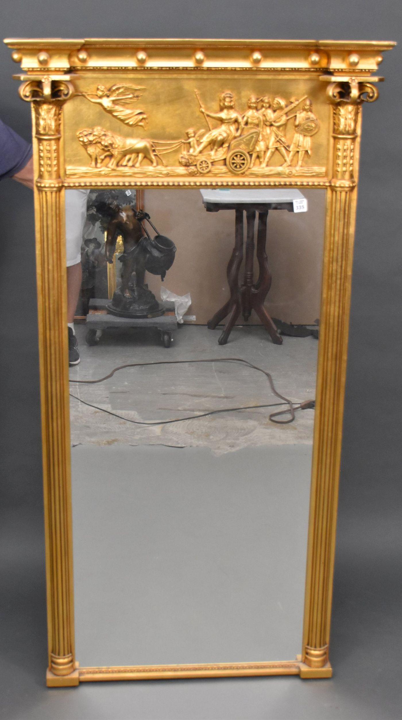 Gilt Pier Mirror with Classical Scene, 59"h x 30"w (1 of 6)