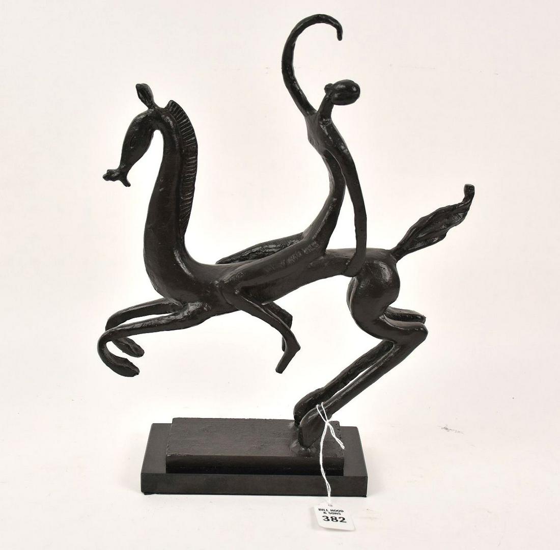 In the Manner of Karl Hagenauer (Austrian, 1898-1956) Cast Metal Figure of Woman & Horse - A cast (1 of 5)