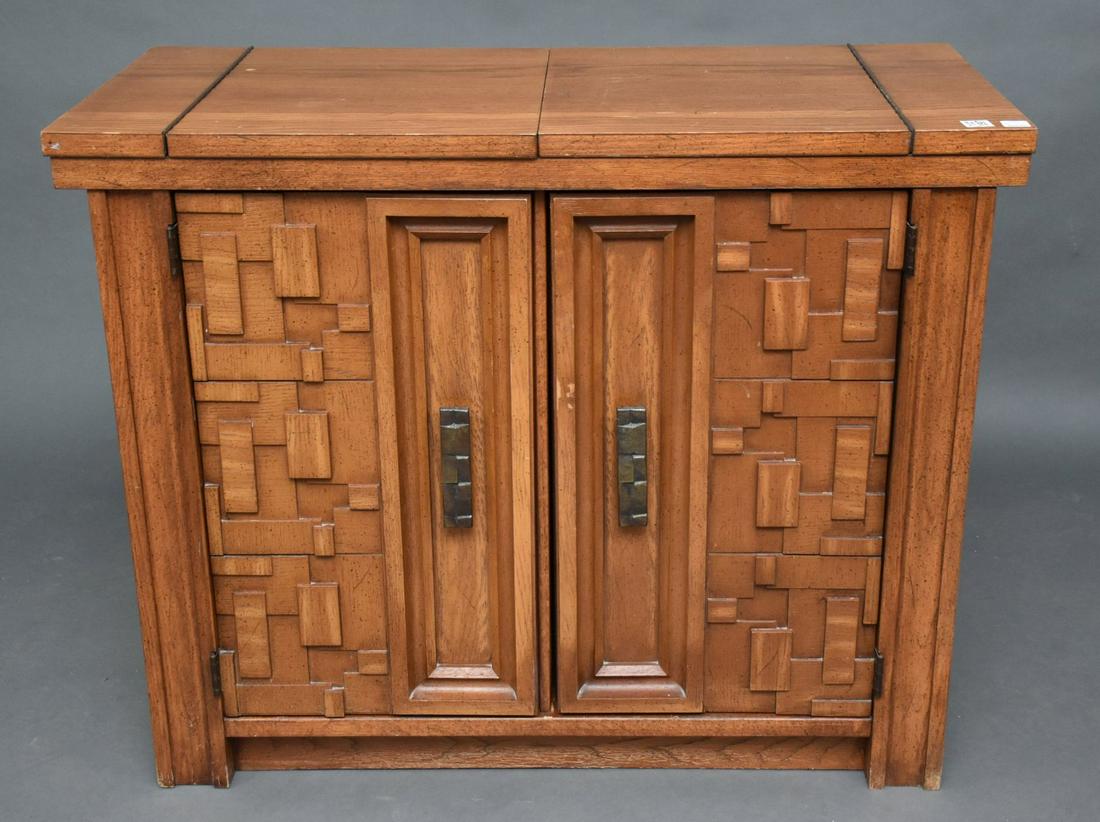 Light Oak Mid Century Bar with Hinged Ends, 30"h x 38"w: Light Oak Mid Century Bar with Hinged Ends, 30"h x 38"w