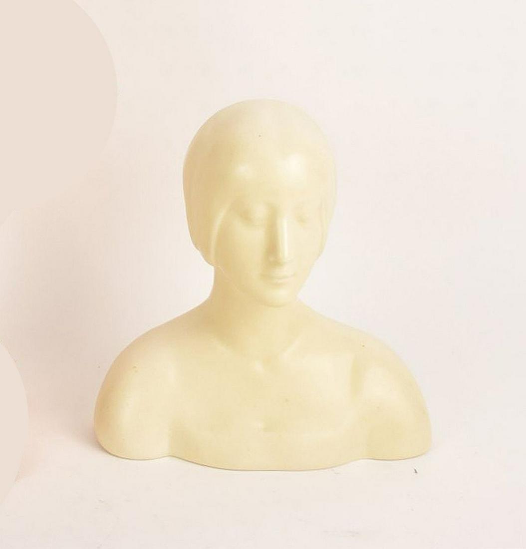 1928 Rookwood Pottery Female Bust Figure 2026- c. 1928. With a matte cream ivory-tone glaze. 8" h x (1 of 6)