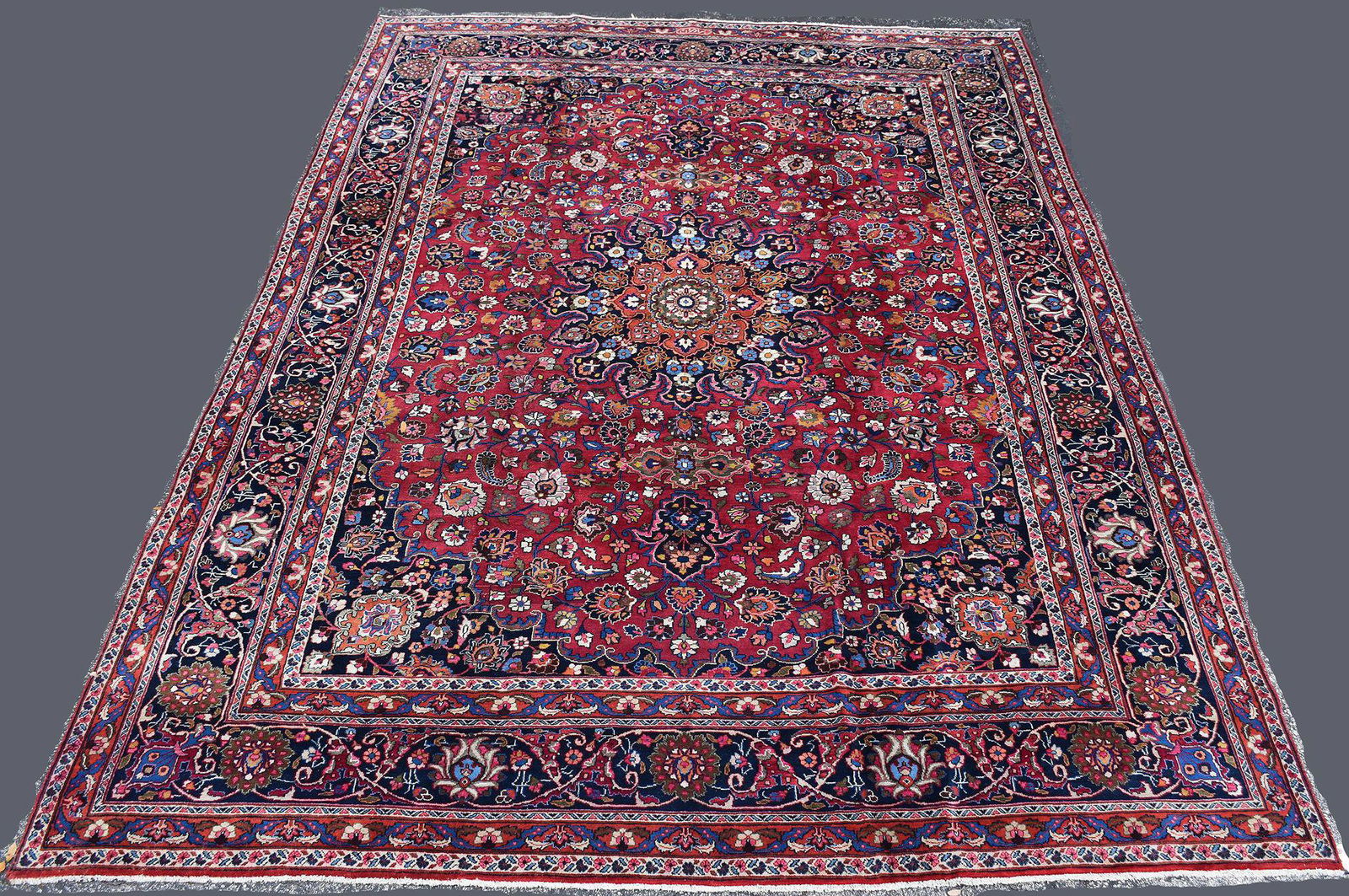 Hand made Persian Mashad, overall good condition 9.8 x 12.8: Hand made Persian Mashad, overall good condition 9.8 x 12.8