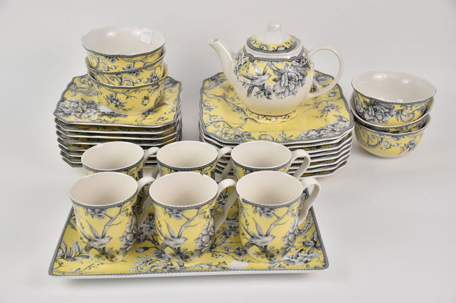 Fifth Adelaide dishes, 8 Dinner Plates (11"square), 8 Salad Plates, 6 Bowls, 6 Mugs (some have (1 of 5)