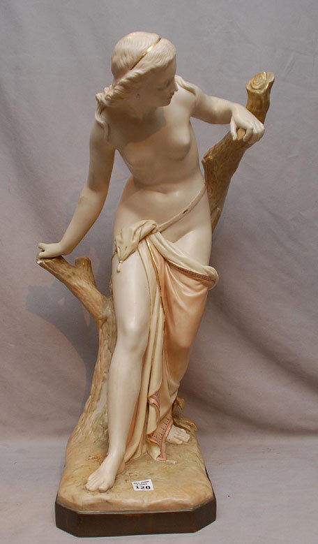 Royal Worcester porcelain figure, thumb and finger: Royal Worcester porcelain figure, thumb and finger missing, 21"h x 13"w