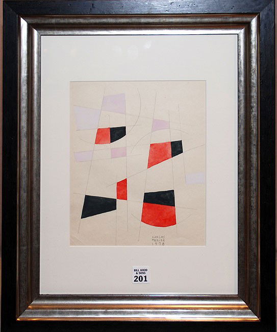 Carlos Merida (Mexico 1891 - 1984) gouache/waterco: Carlos Merida (Mexico 1891 - 1984) gouache/watercolor, Abstract, 10"x8"