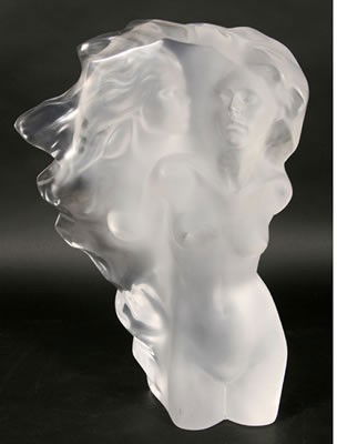 Frederick Hart (American 1943 - 1999) "VISITATION": Frederick Hart (American 1943 - 1999) "VISITATION", Nude Lucite sculpture, inscribed on bottom 1989, F. Hart /SGL, limited edition #110/350, size 19.50" x 16" x 8" comes w/ custom stand that lights up