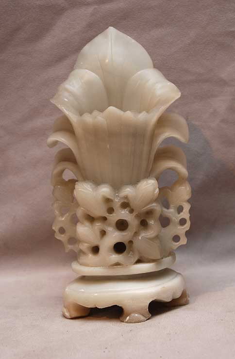 Soapstone vase in shape of a flower, 7"h: Soapstone vase in shape of a flower, 7"h