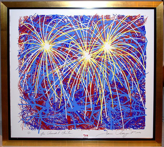 James Rosenquist (American, b. 1933) Fireworks for: James Rosenquist (American, b. 1933) Fireworks for President Clinton, 5 color Screen print Year: 1996, signed in pencil Edition: 53/75, Paper Size: 28 x 28 inches