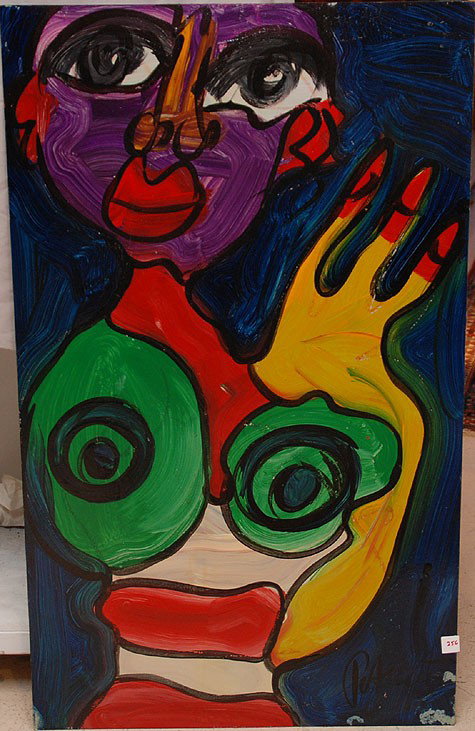 Peter Robert Keil (b.1942) Berlin, Germany "Brookl: Peter Robert Keil (b.1942) Berlin, Germany "Brooklyn Nude" signed and dated '85, oil on board, 24" x 40"