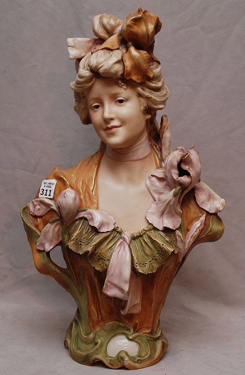 Royal Dux bust, good condition 19"h x 11 1/2"w (co: Royal Dux bust, good condition 19"h x 11 1/2"w (couple of small chips)