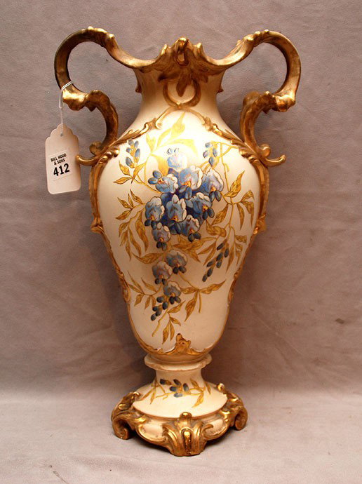Royal Bonn double handled vase, ca 1900, 16 1/2"h : Royal Bonn double handled vase, ca 1900, 16 1/2"h x 10"w