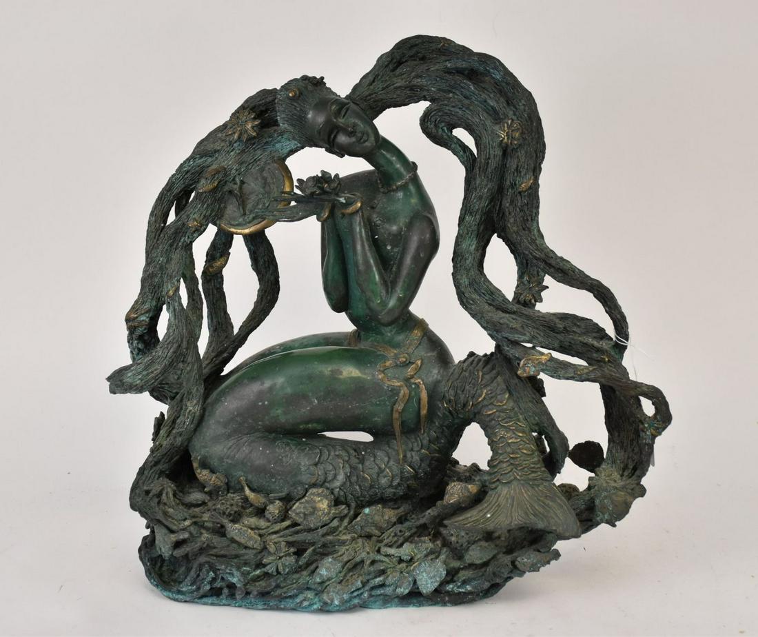 Tiefeng Jiang (Chinese, b. 1938) Bronze Mermaid Sculpture - 1987. Patinated and partial gilt bronze (1 of 7)