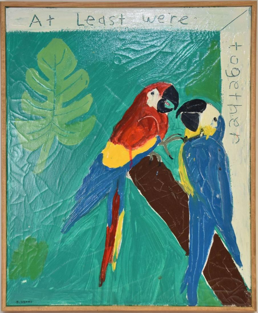 Justin Lyons (American Born 1979) Contemporary Mixed Media / Canvas, Parrots -At Least Were (1 of 4)