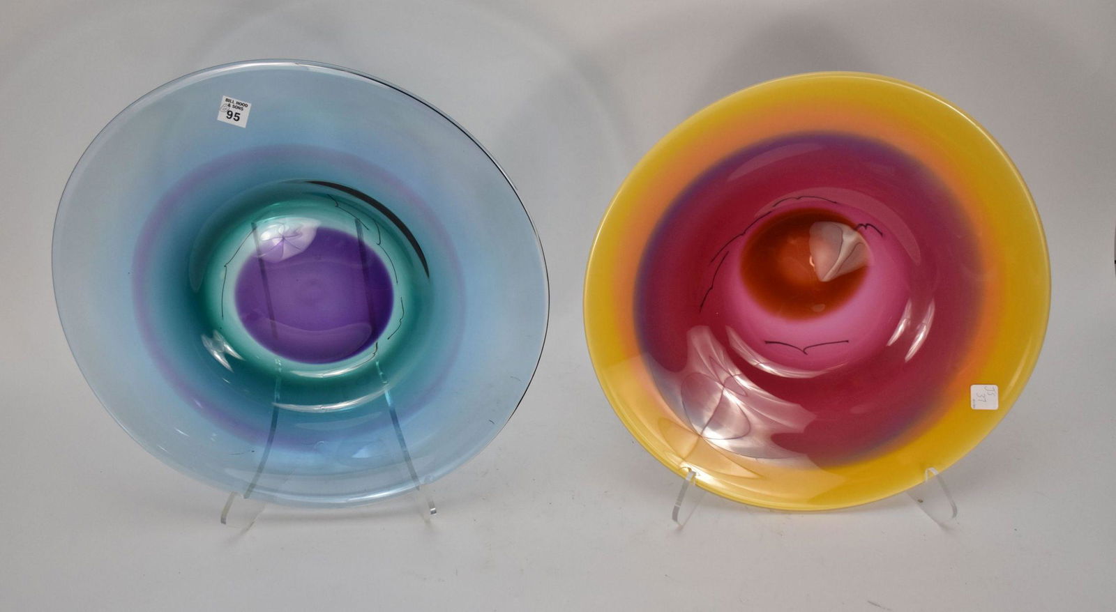 2 Art Glass Chargers, Signed Buzz Blodgett '99, 19"dia (1 of 7)