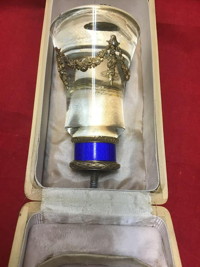 Russian Antique Silver enamel diamond rock crystal cane handle Stamped 88 and maker marks , 3.5: Russian Antique Silver enamel diamond rock crystal cane handle Stamped 88 and maker marks , 3.5 inches ( 9 centimeter).