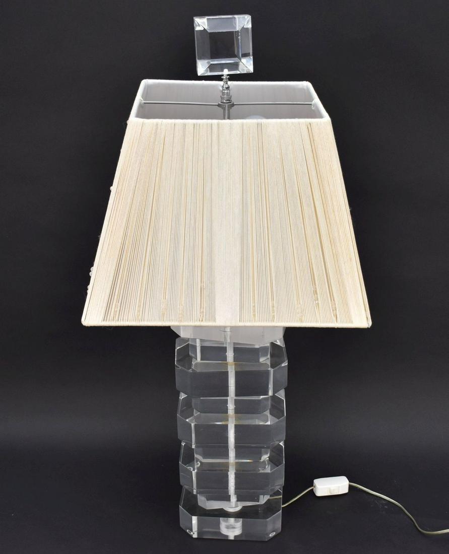 Lucite Stacked Lamp with Lucite Finial, 34"h: Lucite Stacked Lamp with Lucite Finial, 34"h