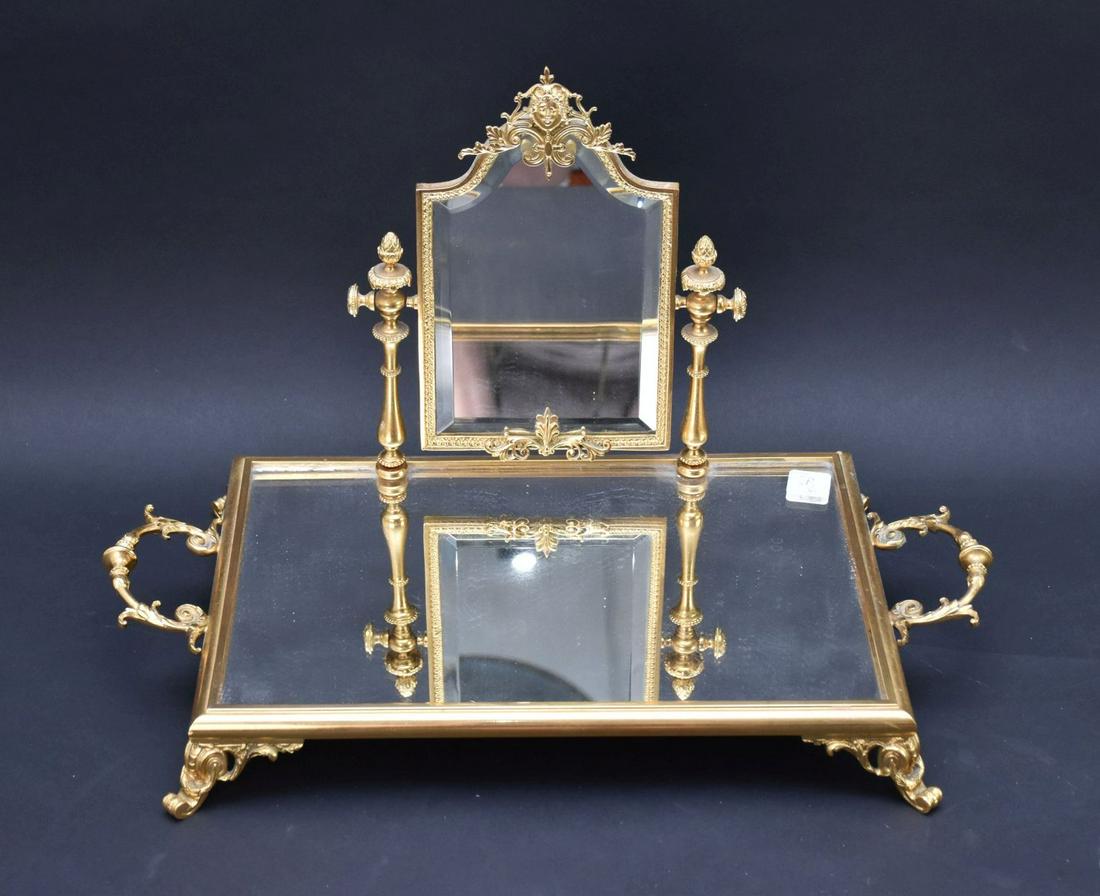 Gilded Vanity Mirror & Tray, 13" x 9"w (1 of 3)