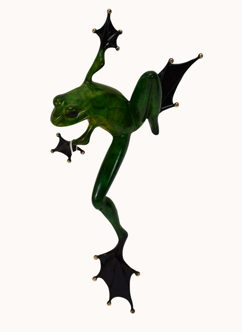 Tim Cotterill (b. 1950) Bronze Frog Figurine "Jungle Jim" - 2006. Bronze and enamel sculpture of a (1 of 5)