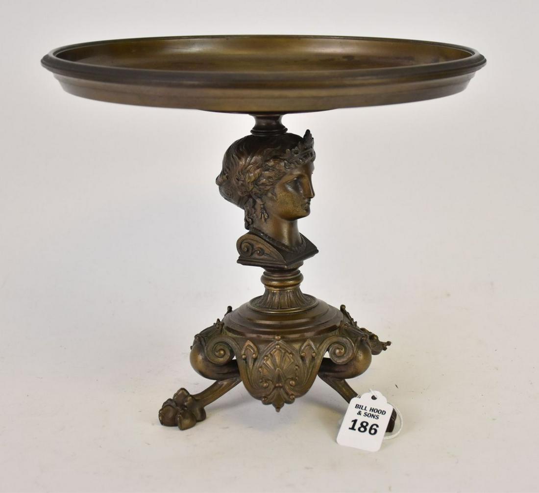 Antique Continental Bronze Classical Figural Pedestal Centerpiece - A bronze centerpiece pedestal (1 of 5)
