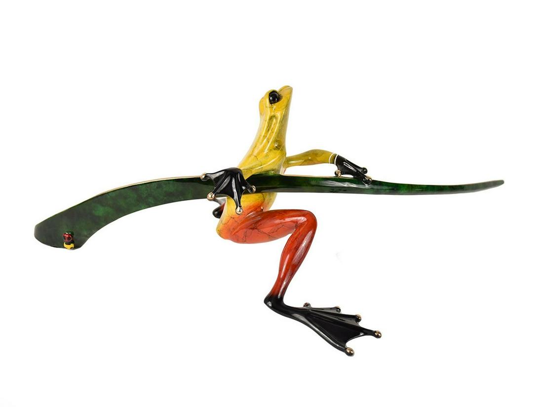 Tim Cotterill (b. 1950) Bronze Frog Figurine "Ready Set Go" - 2003. Bronze and enamel sculpture of a (1 of 8)