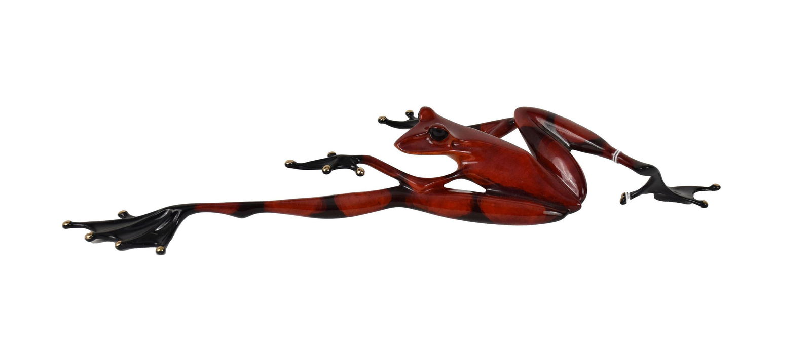 Tim Cotterill (b. 1950) Bronze Frog Figurine "Stealth" - 2001. Bronze and enamel sculpture of a red (1 of 10)