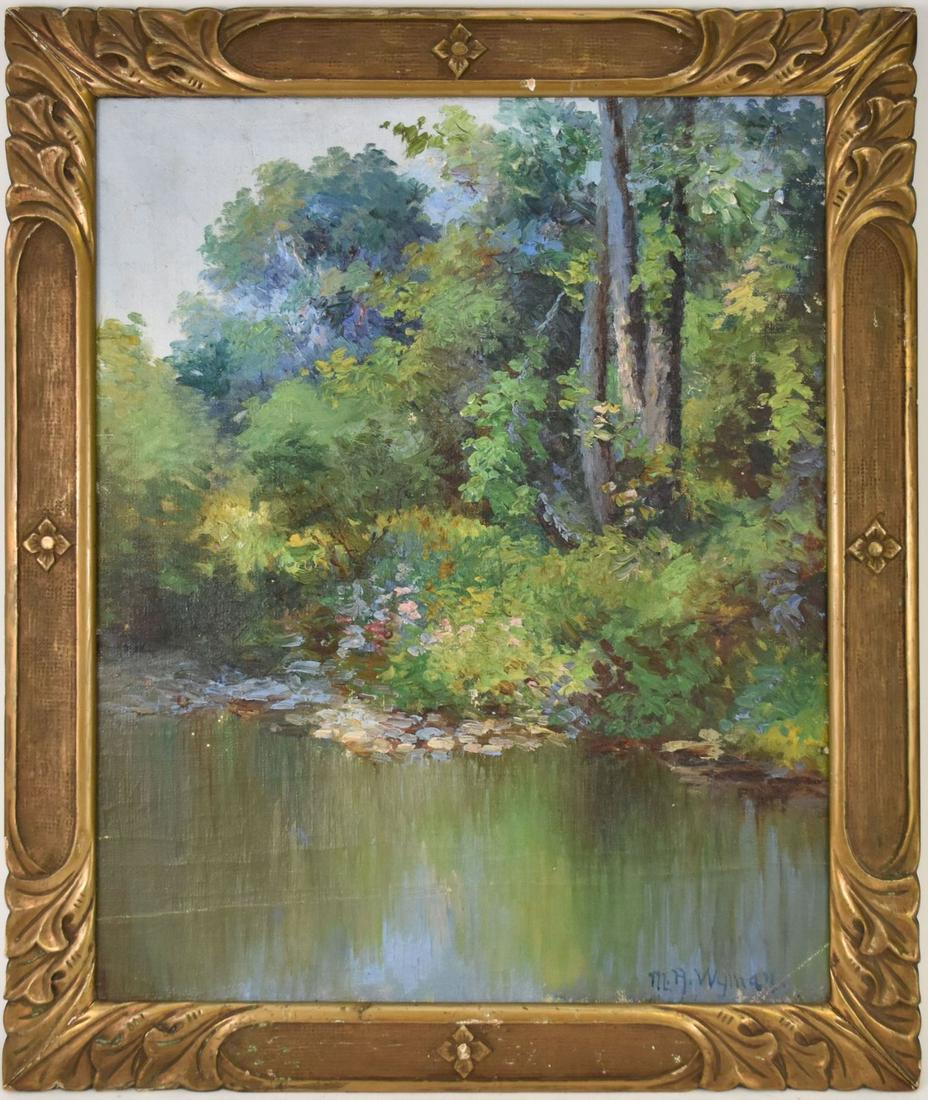 Minnie Rankin Wyman (American 1871 - 1963) oil on canvas, landscape signed lower right canvas size: Minnie Rankin Wyman (American 1871 - 1963) oil on canvas, landscape signed lower right canvas size 20 x 16 inches