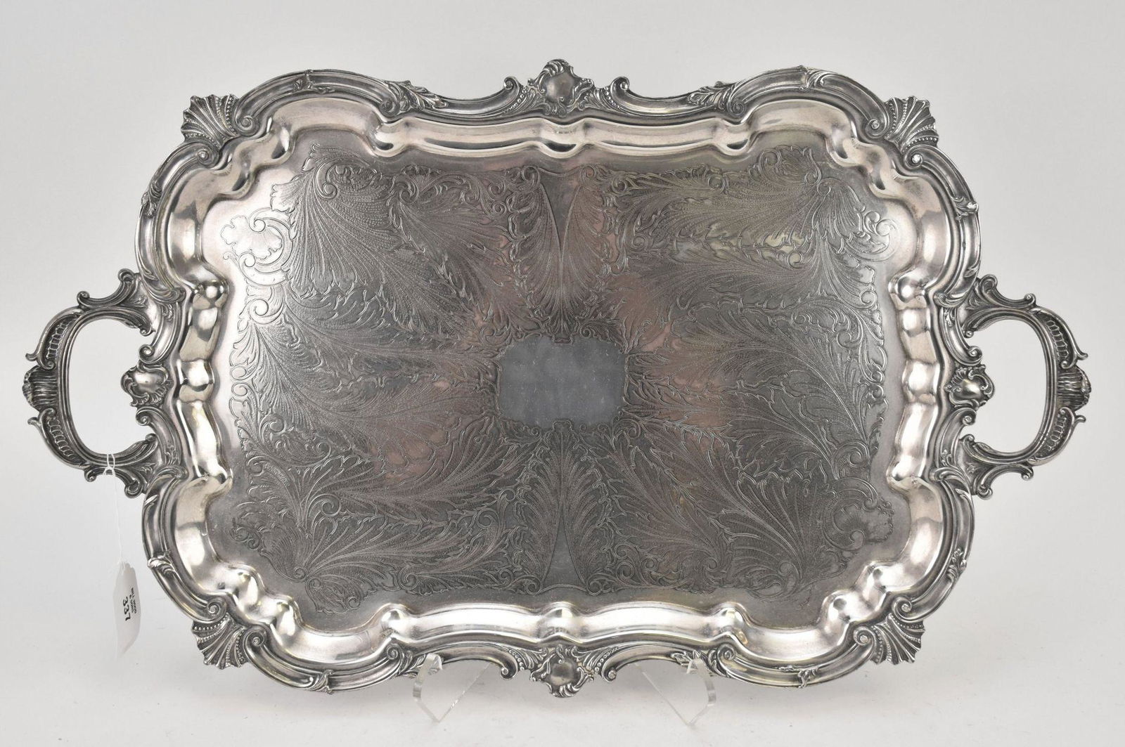 Vintage Silverplate Footed Butlers Tray, no monogram, 29"L x 18"w (including handles) (1 of 4)